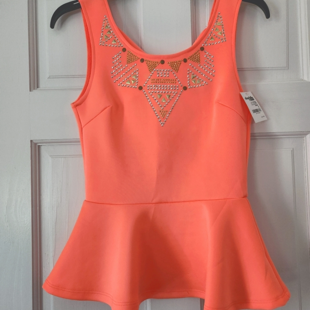 Charlotte Russe - Small - Flare Top - Salmon/Coral Color (Orangy Pink)